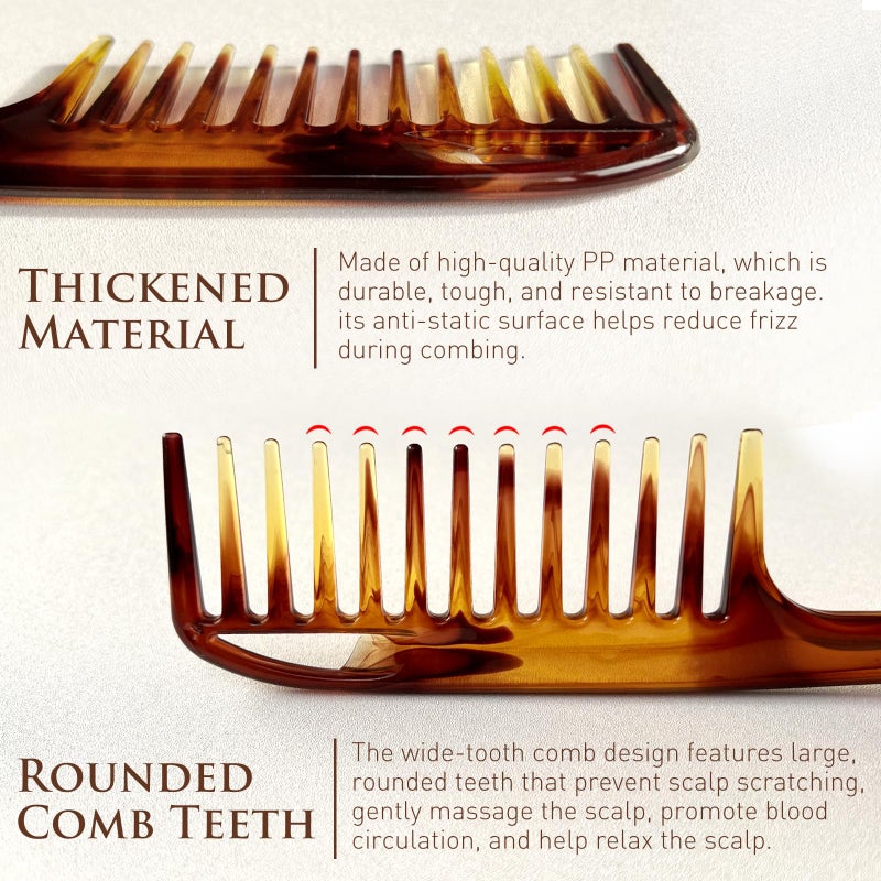 Zoolinn Anti-Frizz Wide-Tooth Comb for Wet & Dry Hair, Smooth Detangler Comb for Long, Thick Curly Hair - Image 3